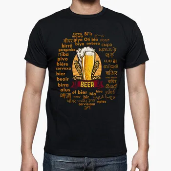 Smešno Svetovnega Jezika Pivo Pismo Natisnjeno T Shirt Nove 100% Bombaža, Kratek Rokav, O-Vratu T-shirt Mens Priložnostne Vrh Ulične
