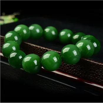 20 mm Naravnih Green Jade Kroglice Elastična Beaded Zapestnica Beaded Bangles Čar Nakit, Dodatki, Ročno izrezljano Človek Amulet Darila