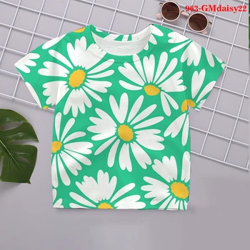 Novo Kawaii daisyflowers Majica s kratkimi rokavi Otroci 2021 Smešno Poletje Risanka T-shirt za Dekleta Otrok Fantje, Oblačila Vrhnja 3d tees
