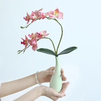 2PCS Visoko Simulacije Umetno Cvetje 2 Vilice 9 cvet glave Metulj Orhideja Ponaredek Flores Šopek DIY Stranka Poroka Dekoracija