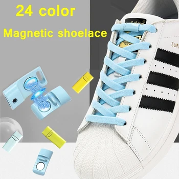 1 sekundo Ne kravato vezalko 24Color Elastična shoelaces Magnetnih kovin ključavnice za Hitro rabo v Ravno Primerna za vse čevlji Leni vezalke