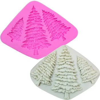 M0972 3 Luknjo Božično drevo Oblikovan Silikonsko Plesni Torto Dekoracijo Fondat piškotki orodja za 3D Silikonski Kalup za peko Bakeware