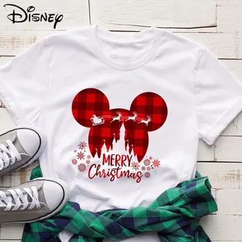 Vesel Božič Disney Mickey Mouse Obleke, Ženske Bluze 2022 Moda Božič Estetske Natisnjeno v Španiji Harajuku Camiseta de Mujer