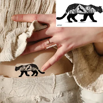Black Forest Cheetah Živali Nepremočljiva Ponaredek Tetovaže Nalepke Ženske Moški Roko Gleženj Meri Tatoo Začasno 3D Vrha Body Art Tatto